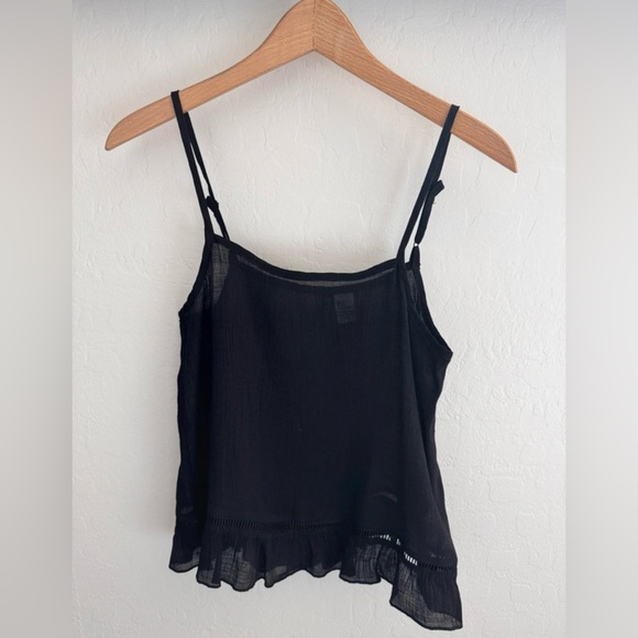 H&M Divided Black Ruffle Hem Tank Top Size 4 - Picture 1 of 6